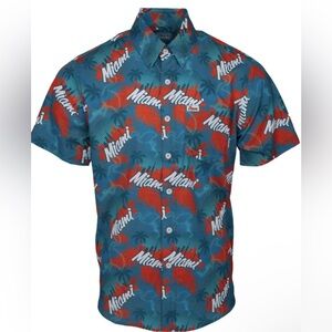 DIXXON Vice Party Teal Blue Orange with Miami print Short Sleeve Shirt